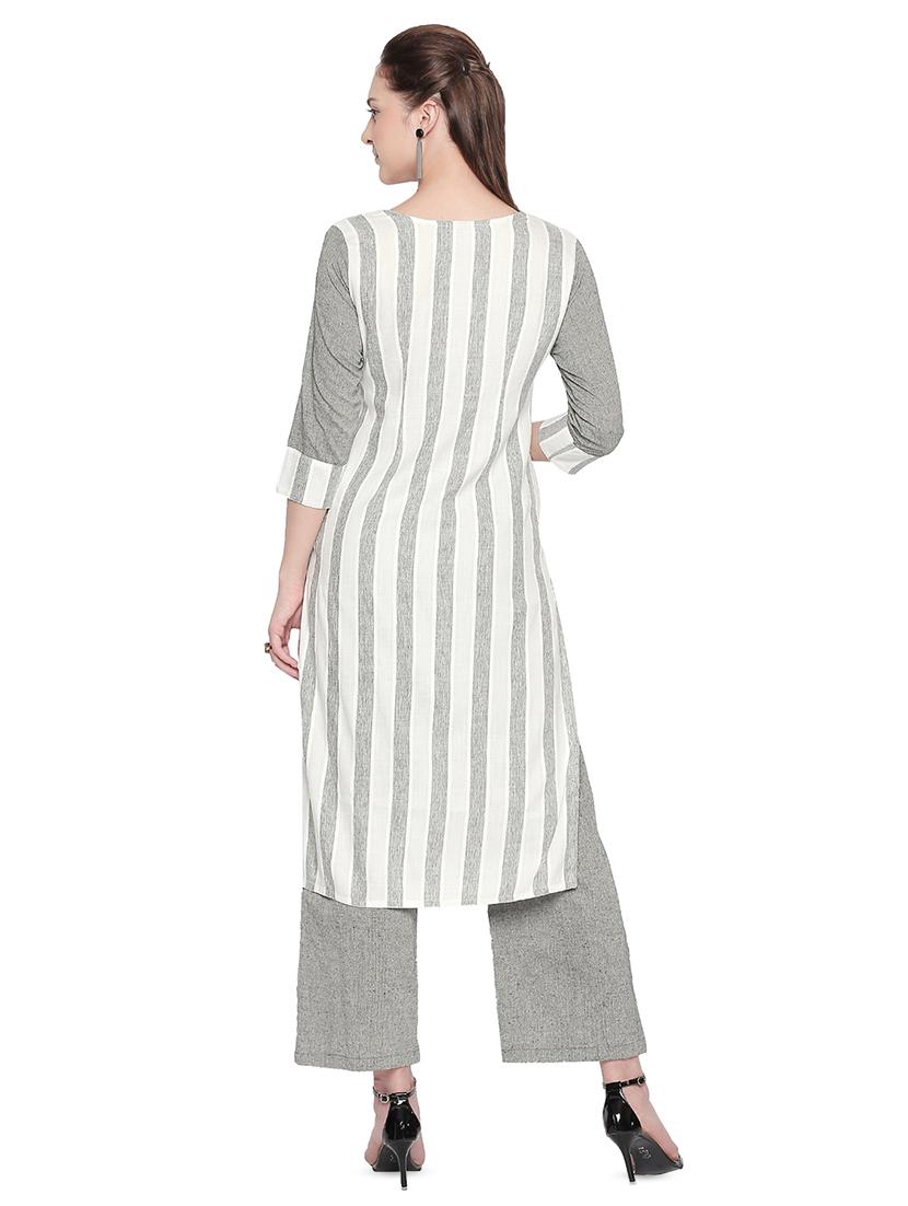 striped kurta palazzo set - 16709464 - Zoom Image - 3