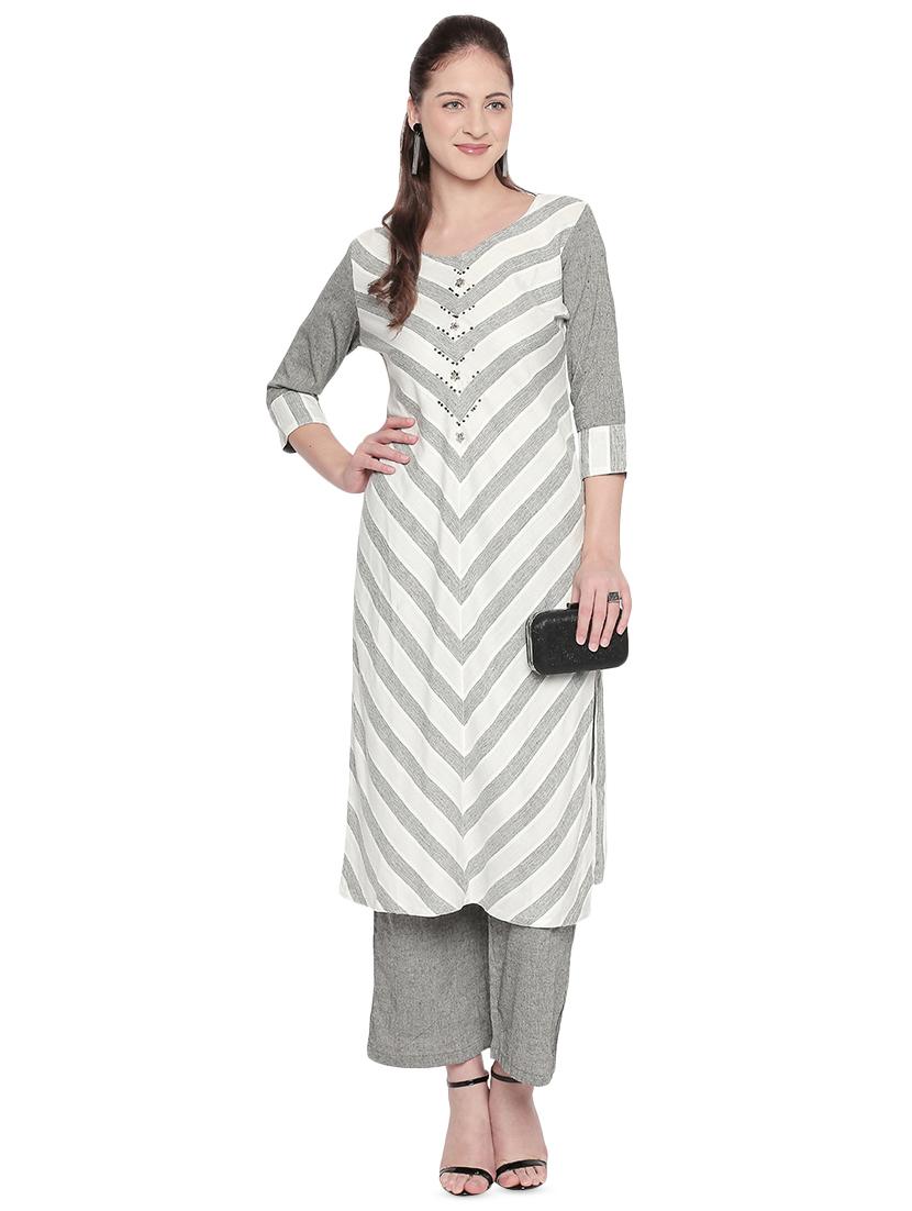 striped kurta palazzo set - 16709464 - Zoom Image - 4