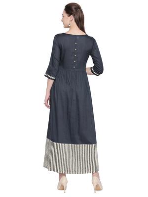 solid contrast hem kurta - 16709481 - Standard Image - 3