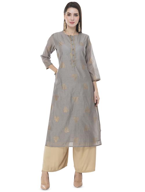 foil print straight kurta - 16709504 - Standard Image - 1