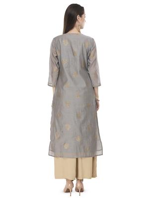 foil print straight kurta - 16709504 - Standard Image - 3