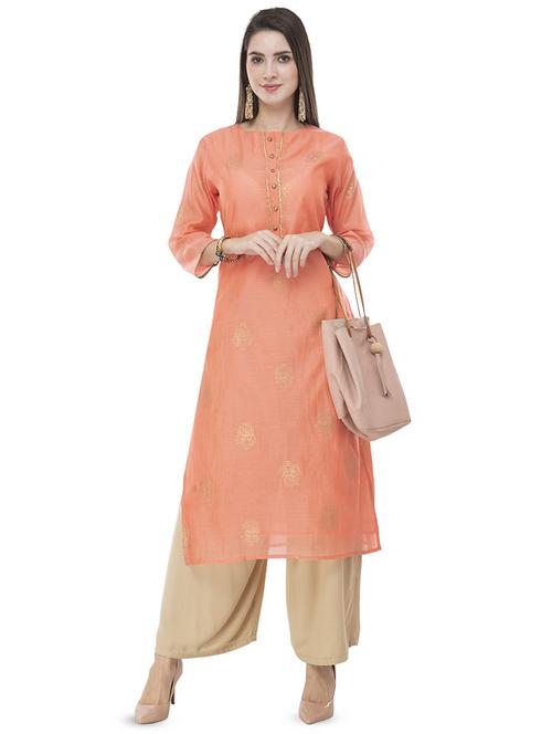 foil print straight kurta - 16709506 - Very Small Image - 1