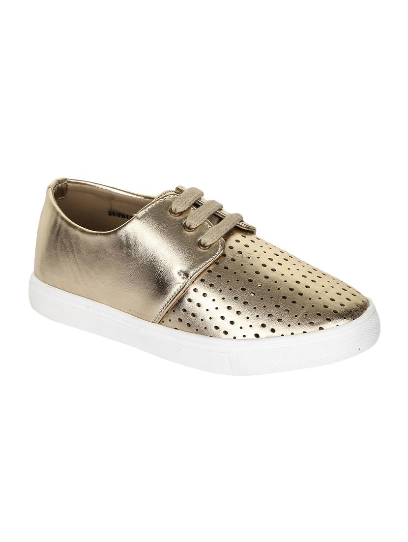 gold lace-up sneakers - 16709736 - Zoom Image - 1