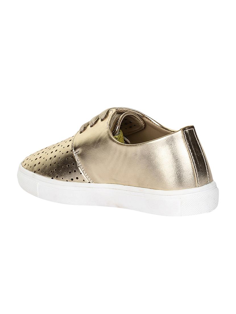 gold lace-up sneakers - 16709736 - Zoom Image - 3