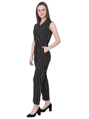 shirt collar striped jumpsuit - 16709748 - Standard Image - 2