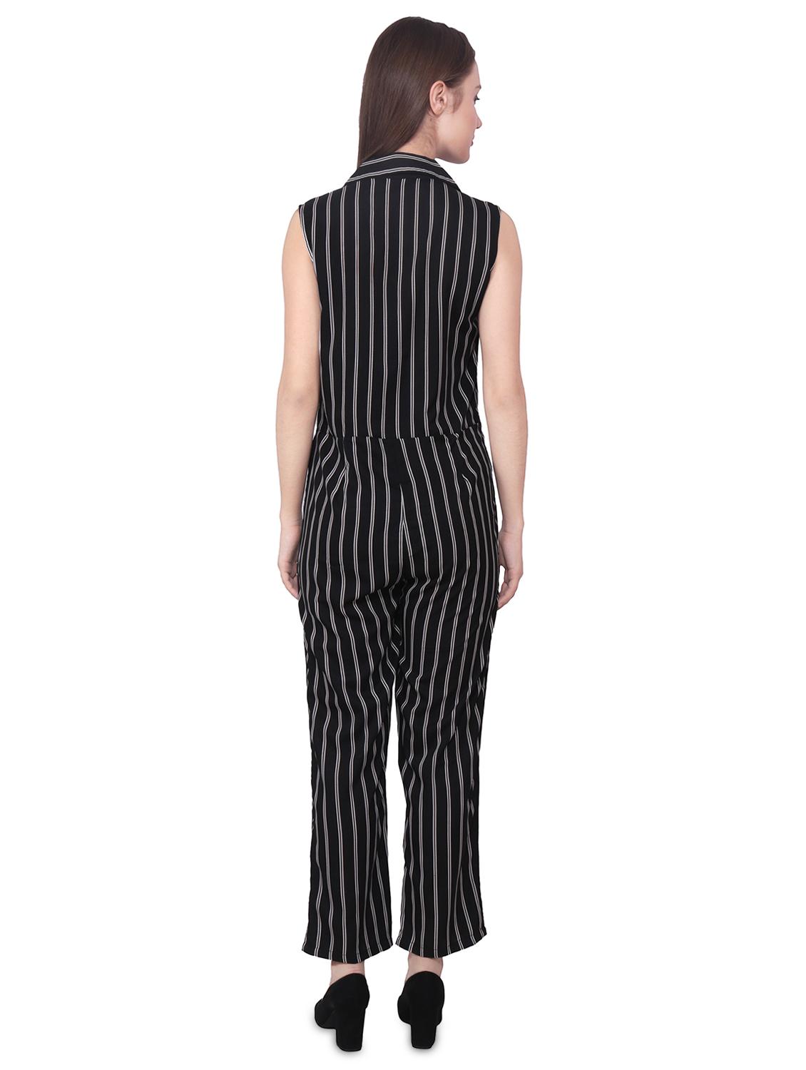 shirt collar striped jumpsuit - 16709748 - Zoom Image - 3