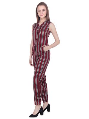 shirt collar striped jumpsuit - 16709749 - Standard Image - 2