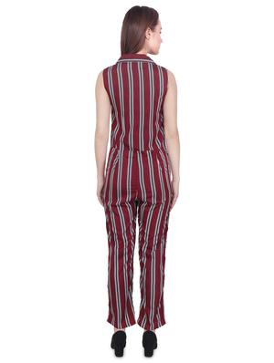 shirt collar striped jumpsuit - 16709749 - Standard Image - 3