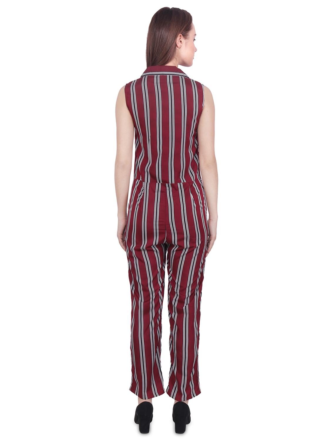 shirt collar striped jumpsuit - 16709749 - Zoom Image - 3