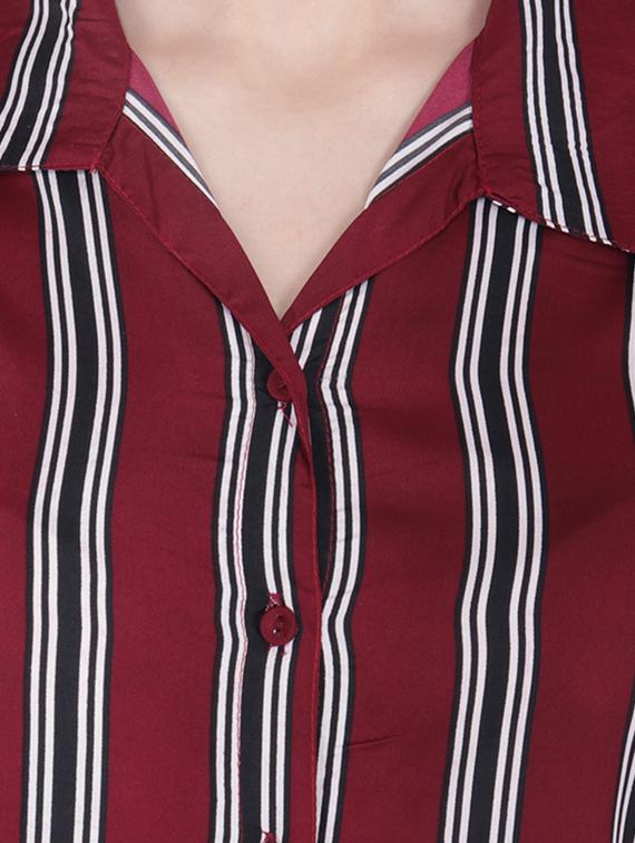 shirt collar striped jumpsuit - 16709749 - Zoom Image - 4