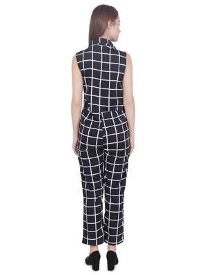 shirt collar checkered jumpsuit - 16709750 - Standard Image - 3