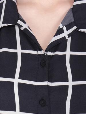 shirt collar checkered jumpsuit - 16709750 - Standard Image - 4