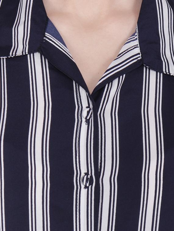 shirt collar striped jumpsuit - 16709751 - Zoom Image - 4