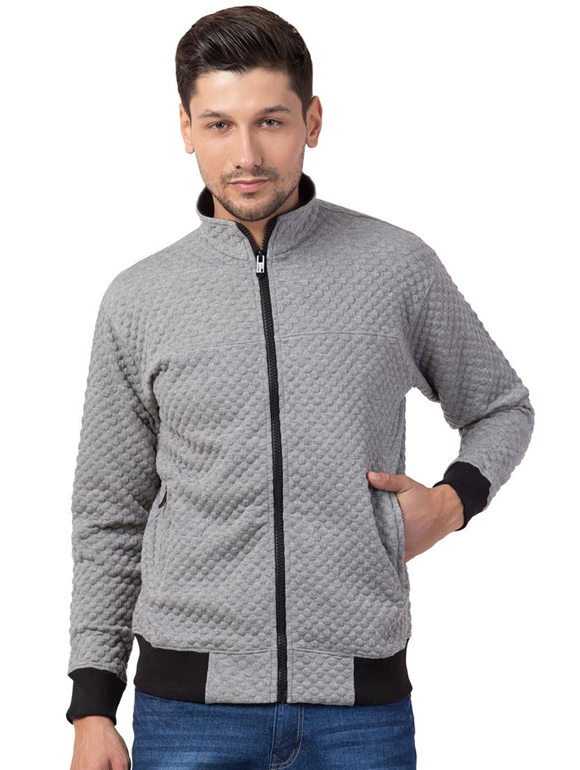 grey solid casual jacket - 16709799 - Zoom Image - 1