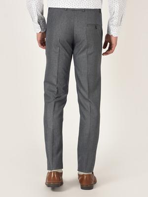 grey solid flat front formal trouser - 16709817 - Standard Image - 3