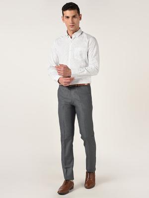 grey solid flat front formal trouser - 16709817 - Standard Image - 4