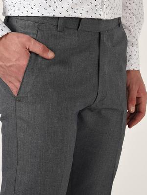 grey solid flat front formal trouser - 16709817 - Standard Image - 5