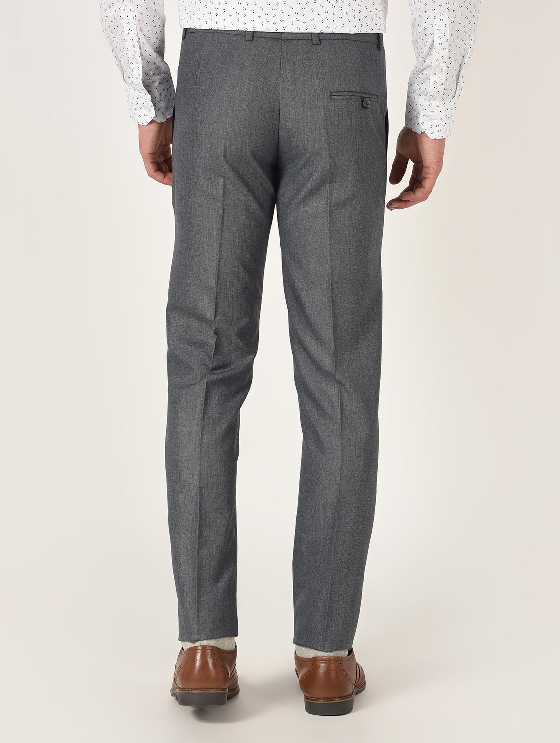 grey solid flat front formal trouser - 16709817 - Zoom Image - 3