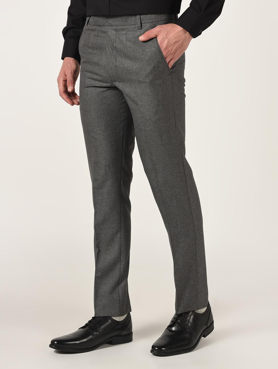 grey textured flat front formal trouser - 16709818 - Zoom Image - 1
