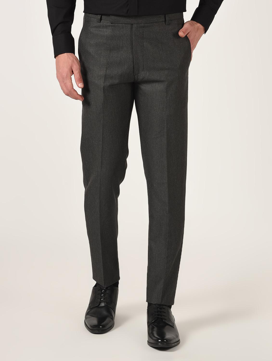 grey textured flat front formal trouser - 16709819 - Zoom Image - 1