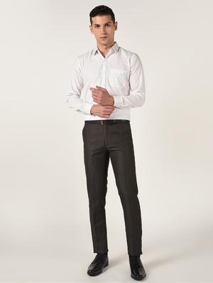 brown textured flat front formal trouser - 16709820 - Standard Image - 4