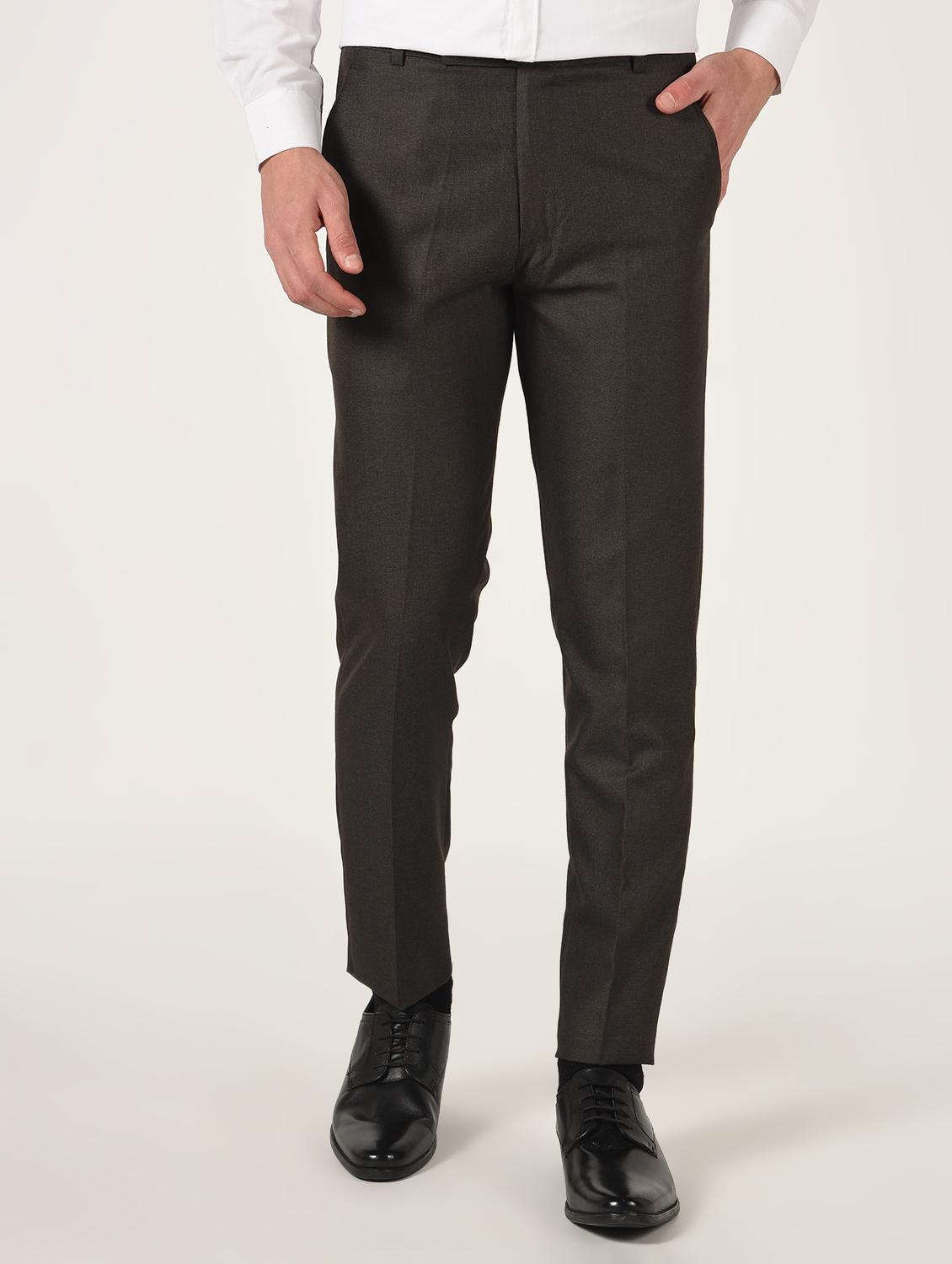 brown textured flat front formal trouser - 16709820 - Zoom Image - 2