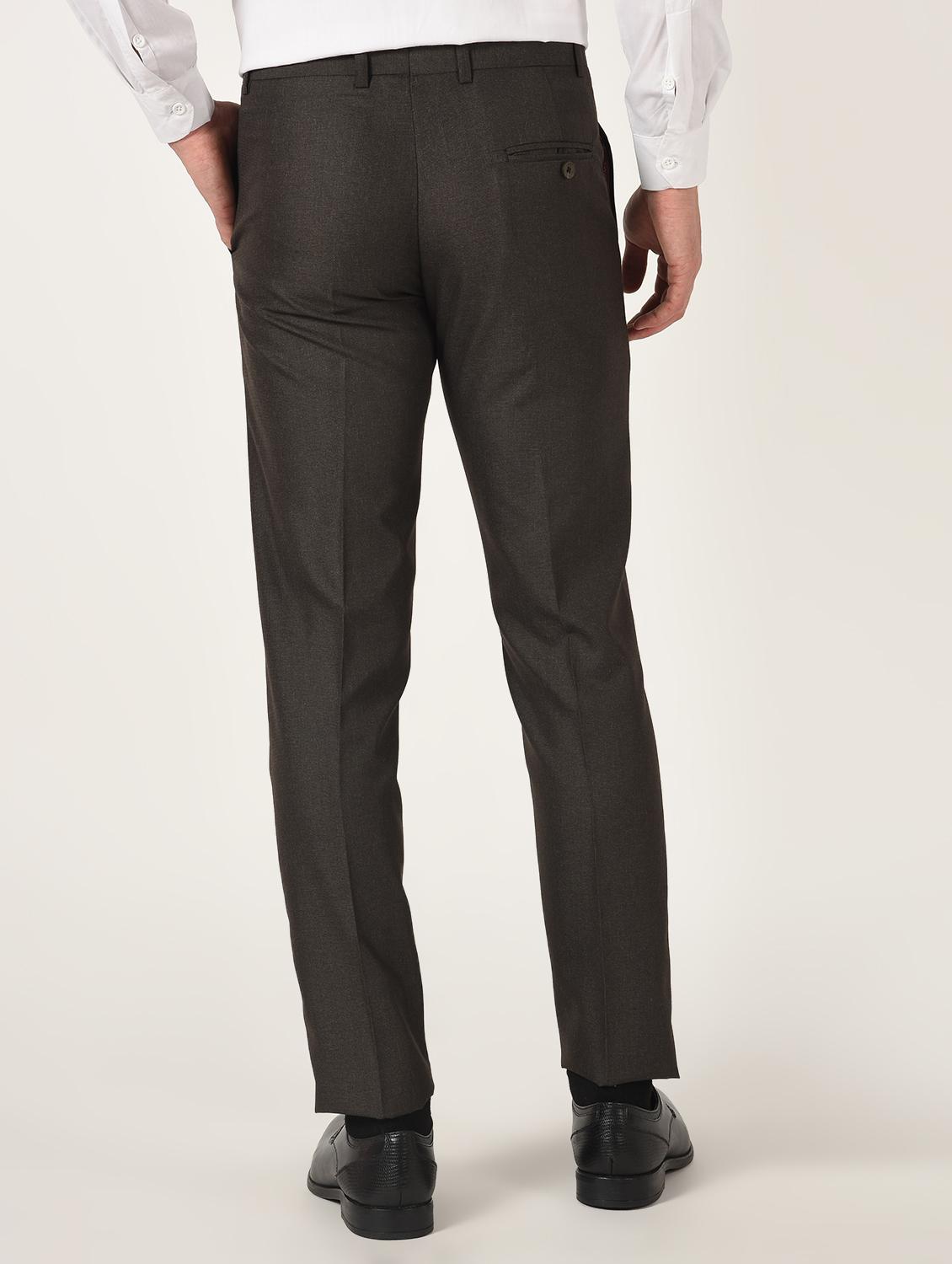 brown textured flat front formal trouser - 16709820 - Zoom Image - 3