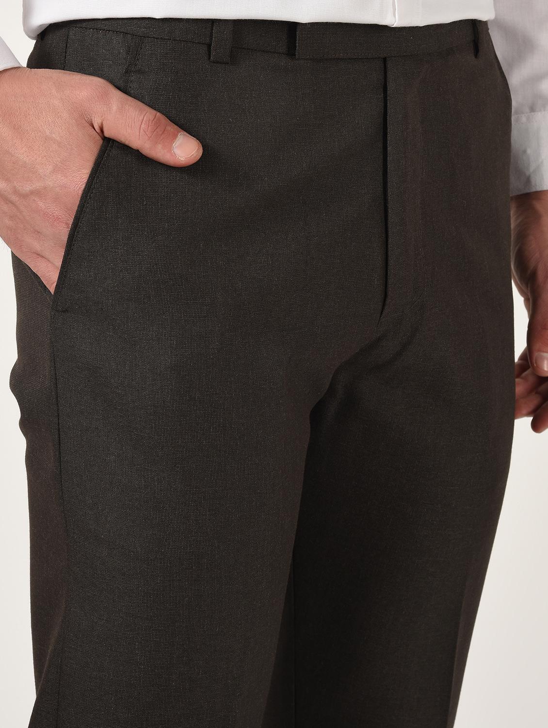 brown textured flat front formal trouser - 16709820 - Zoom Image - 5