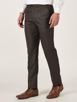 brown textured flat front formal trouser - 16709821 - Standard Image - 2