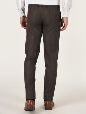 brown textured flat front formal trouser - 16709821 - Standard Image - 3