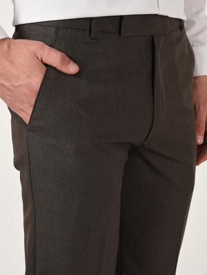brown textured flat front formal trouser - 16709821 - Standard Image - 5