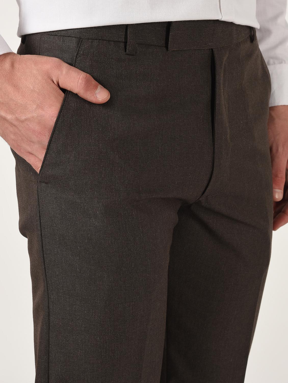 brown textured flat front formal trouser - 16709821 - Zoom Image - 5