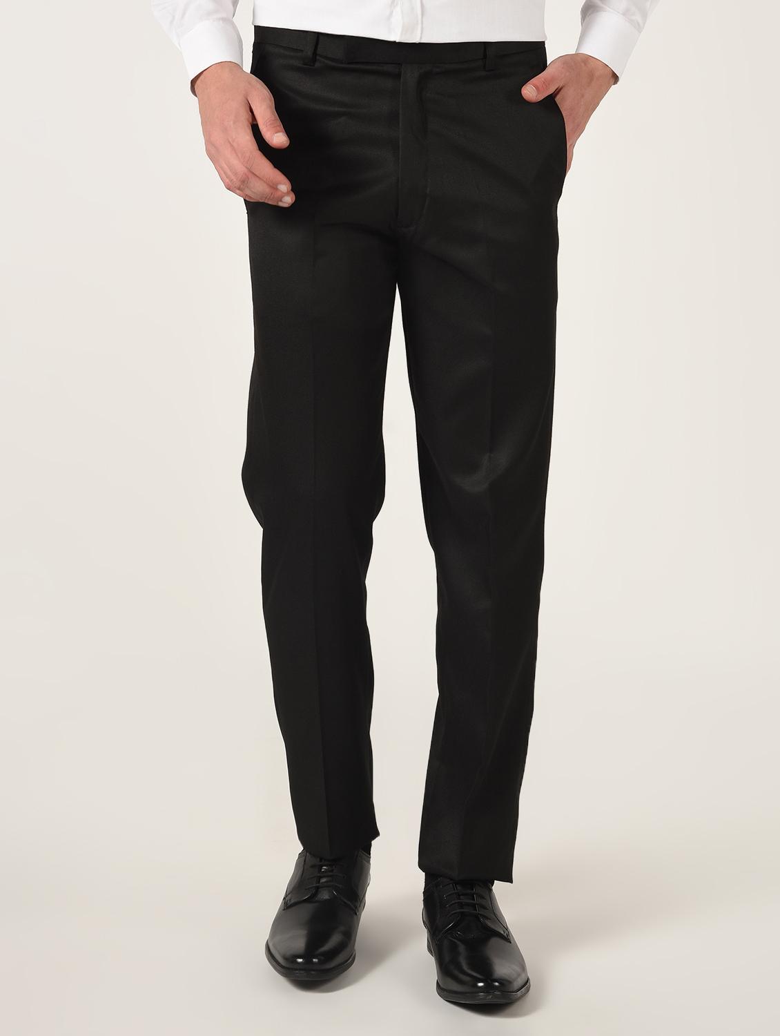 black solid flat front formal trouser - 16709825 - Zoom Image - 1