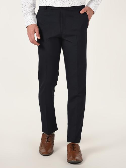 black solid flat front formal trouser - 16709826 - Standard Image - 1
