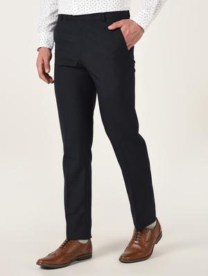 black solid flat front formal trouser - 16709826 - Standard Image - 2