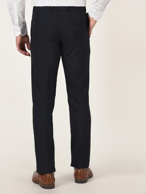 black solid flat front formal trouser - 16709826 - Standard Image - 3