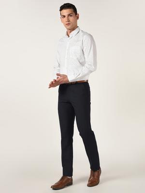 black solid flat front formal trouser - 16709826 - Standard Image - 4