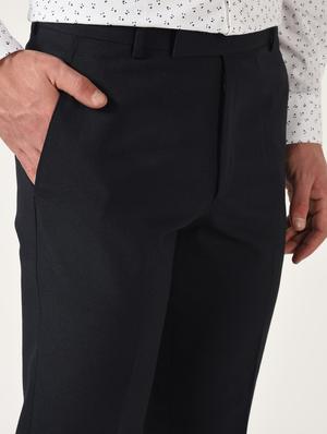 black solid flat front formal trouser - 16709826 - Standard Image - 5