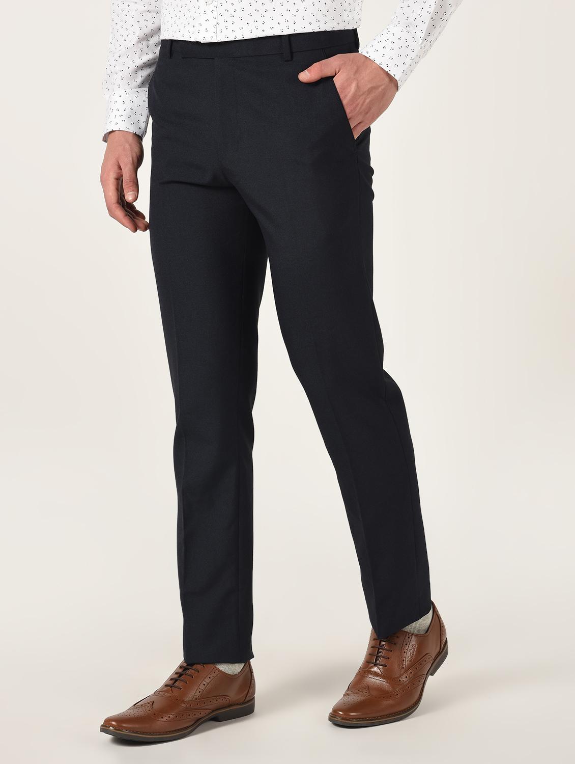 black solid flat front formal trouser - 16709826 - Zoom Image - 2