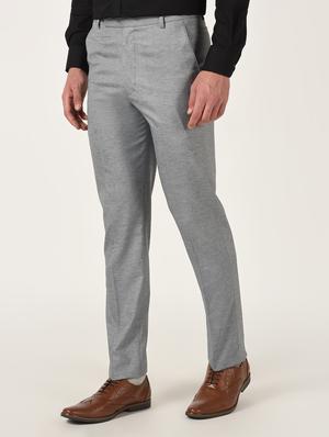 grey solid flat front formal trouser - 16709827 - Standard Image - 2