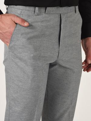 grey solid flat front formal trouser - 16709827 - Standard Image - 5