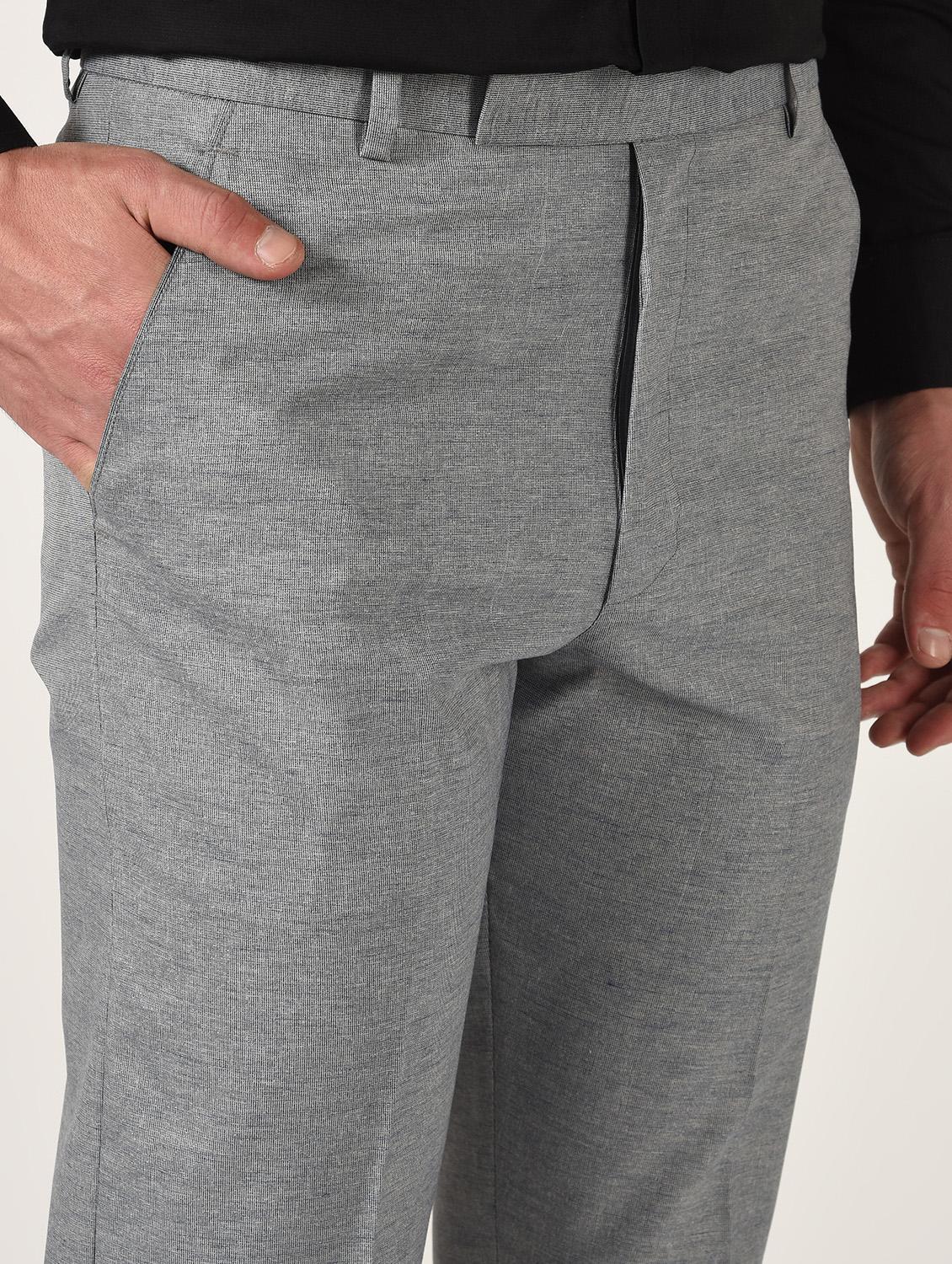 grey solid flat front formal trouser - 16709827 - Zoom Image - 5