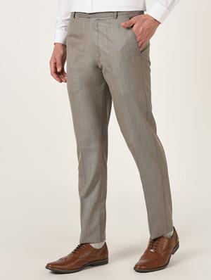 brown textured flat front formal trouser - 16709829 - Standard Image - 2
