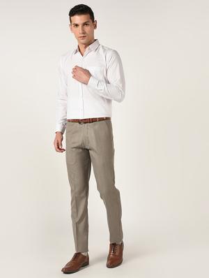 brown textured flat front formal trouser - 16709829 - Standard Image - 4