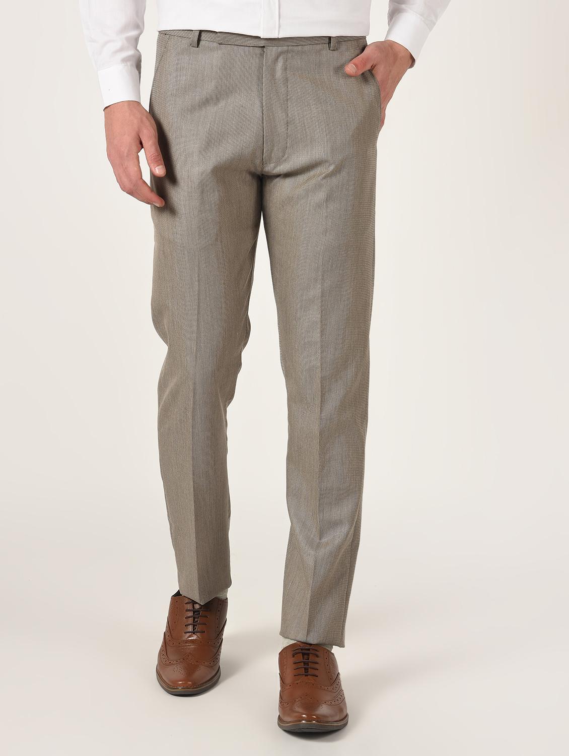 brown textured flat front formal trouser - 16709829 - Zoom Image - 1