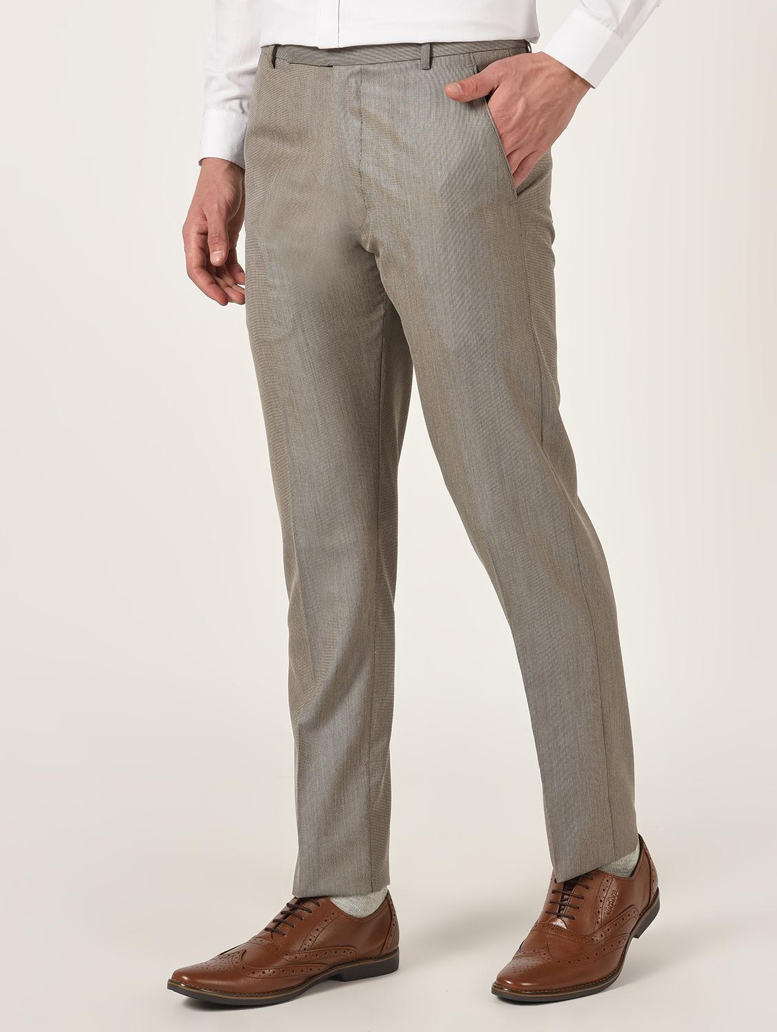 brown textured flat front formal trouser - 16709829 - Zoom Image - 2