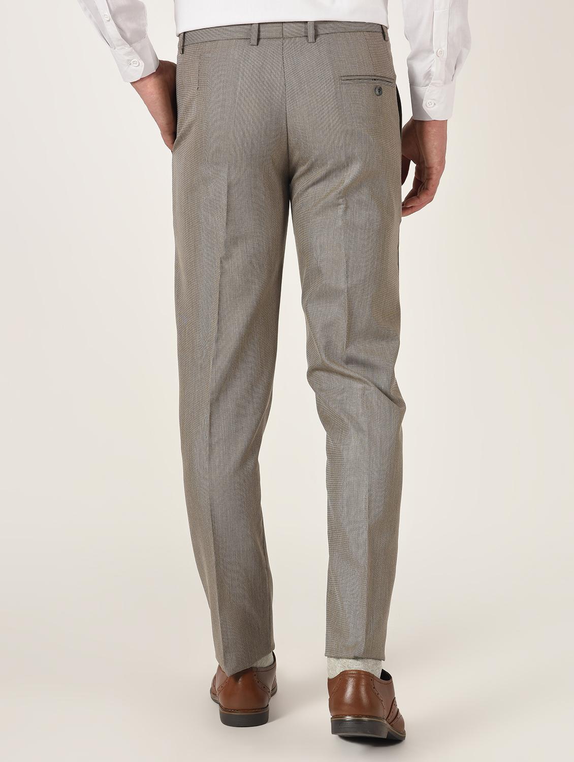 brown textured flat front formal trouser - 16709829 - Zoom Image - 3