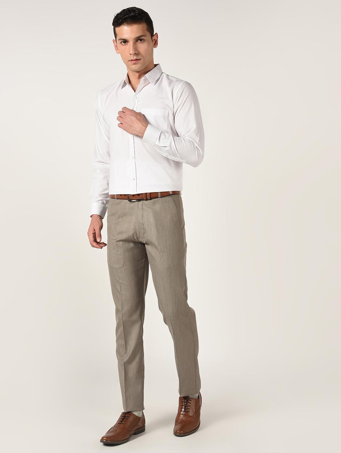 brown textured flat front formal trouser - 16709829 - Zoom Image - 4
