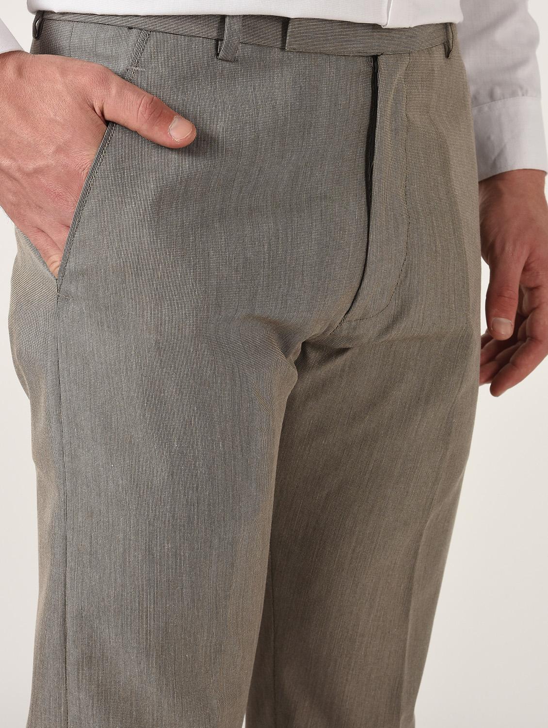 brown textured flat front formal trouser - 16709829 - Zoom Image - 5