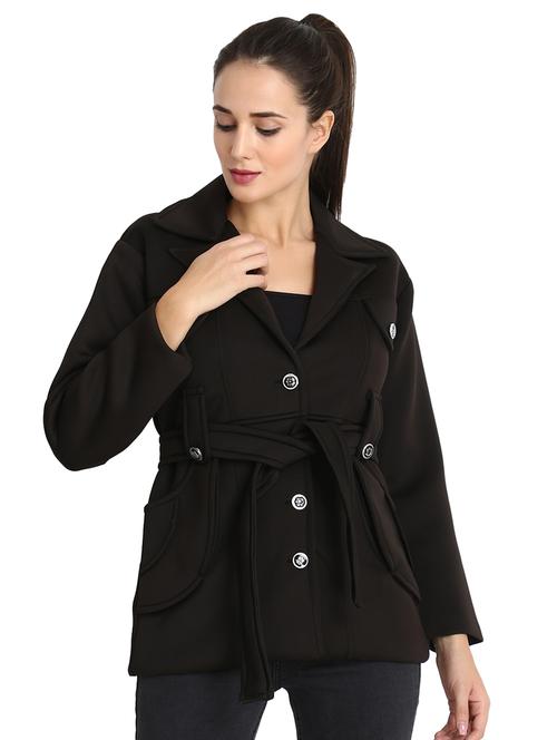 tie front lapel neck blazer - 16710586 - Very Small Image - 1